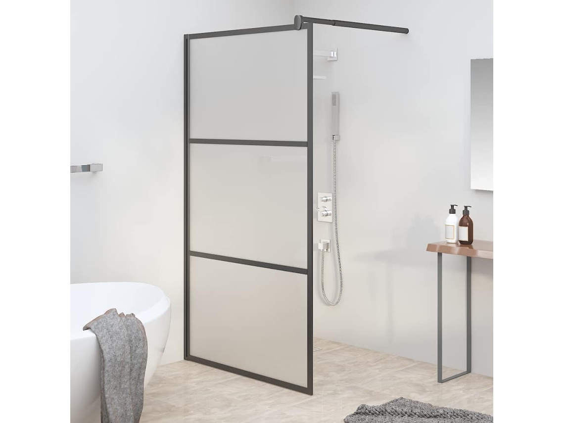 Vidaxl Divisória De Chuveiro 100x195 Cm Vidro Opaco Esg Preto