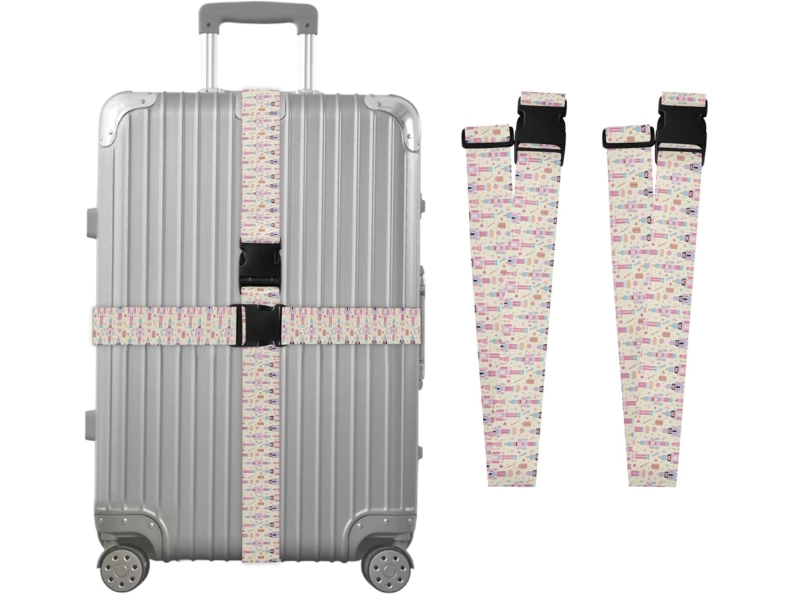 Conjunto De 2 Cintas Bagagem Rosa Com Estampa Quebra Nozes Para Malas, Cintas De Viagem, Acessórios Para Cintos