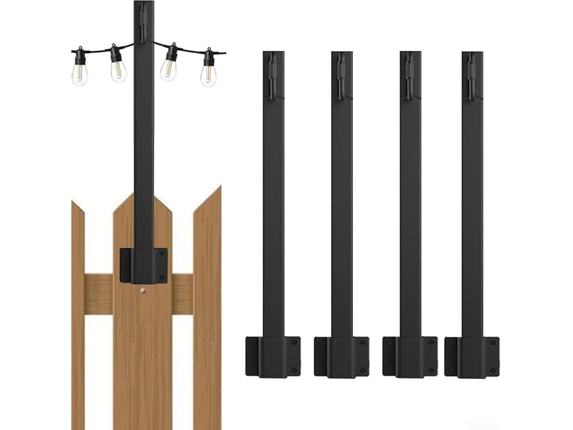 Conjunto De 4 Postes De Metal Com Ganchos De Fixação Para Uso Externo