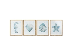 Pintura Home Esprit Mediterrâneo Concha 55 X 2,5 X 70 Cm (4 Unidades)