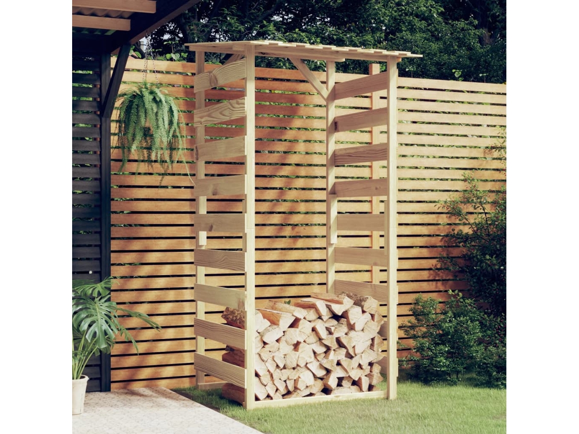 Vidaxl Abrigo para Lenha Com Telhado Pinho Impregnado 100x90x200 Cm