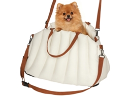 Assento Carro Cães Pequenos C/ Cinto E Capa 50x30x31 Cm Creme