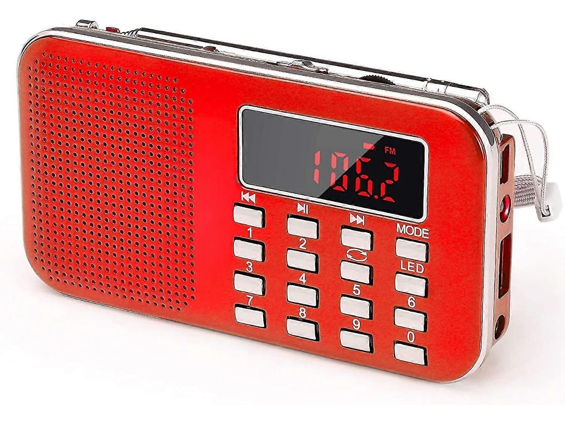 Mini Rádio Portátil Fm de Bolso com Tocha Led, Suporte Ao Alto falante Digital Micro Sd/tf Card/u Disco, Digitalização Autom GOKOCO