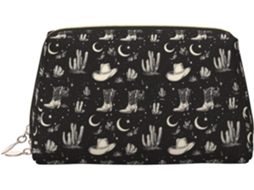 Necessaire de maquiagem EOOCOO com estampa de botas cowboy e céu noturno