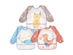 Conjunto 3 Babadores com Mangas Compridas, À Prova D‘água, Estilo Animal para Comer, Pintar, Brincar ZYBLSSBB