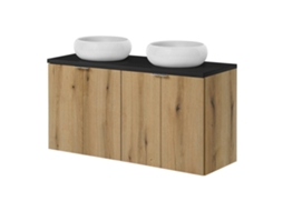 Móvel De Lavatório Newport Com 4 Portas 120 X 72 X 40 Cm Carvalho / Preto [EN.CASA]
