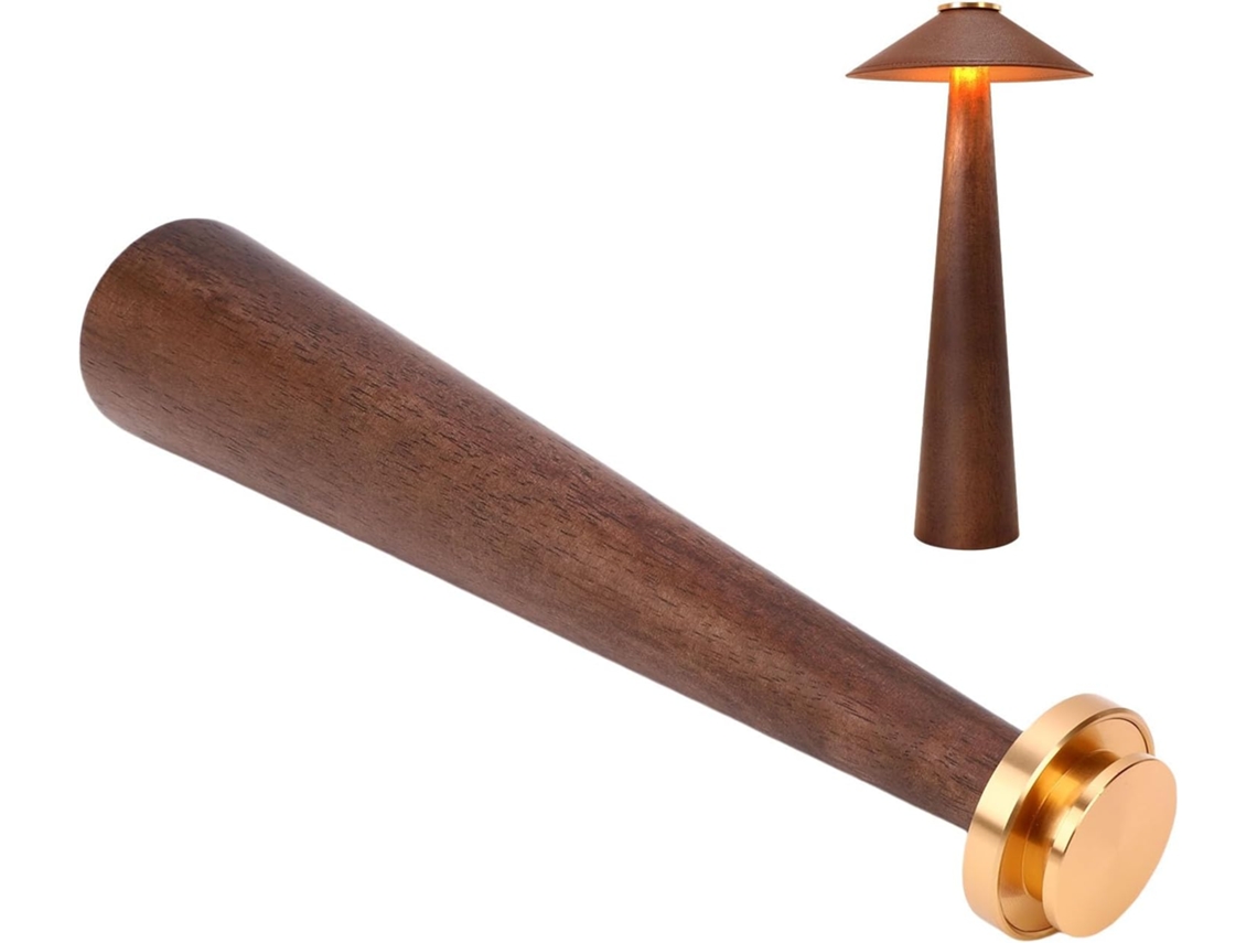 Luminária De Mesa Sem Fio Asixxsix, Luz Noturna Retrô De Madeira Led Recarregável Com 3 Temperaturas Cor E Bateria