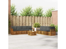 Vidaxl Conjunto De Sofás Para Exterior 9 Unid. Natural E Antracite