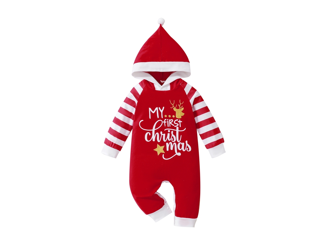 Roupas de Natal para Bebê Macacão de Manga Comprida para Bebê Engatinhar 90Cm