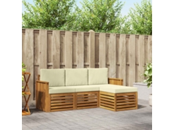 Vidaxl Conjunto De Sofás Para Exterior 4 Pcs Natural E Creme