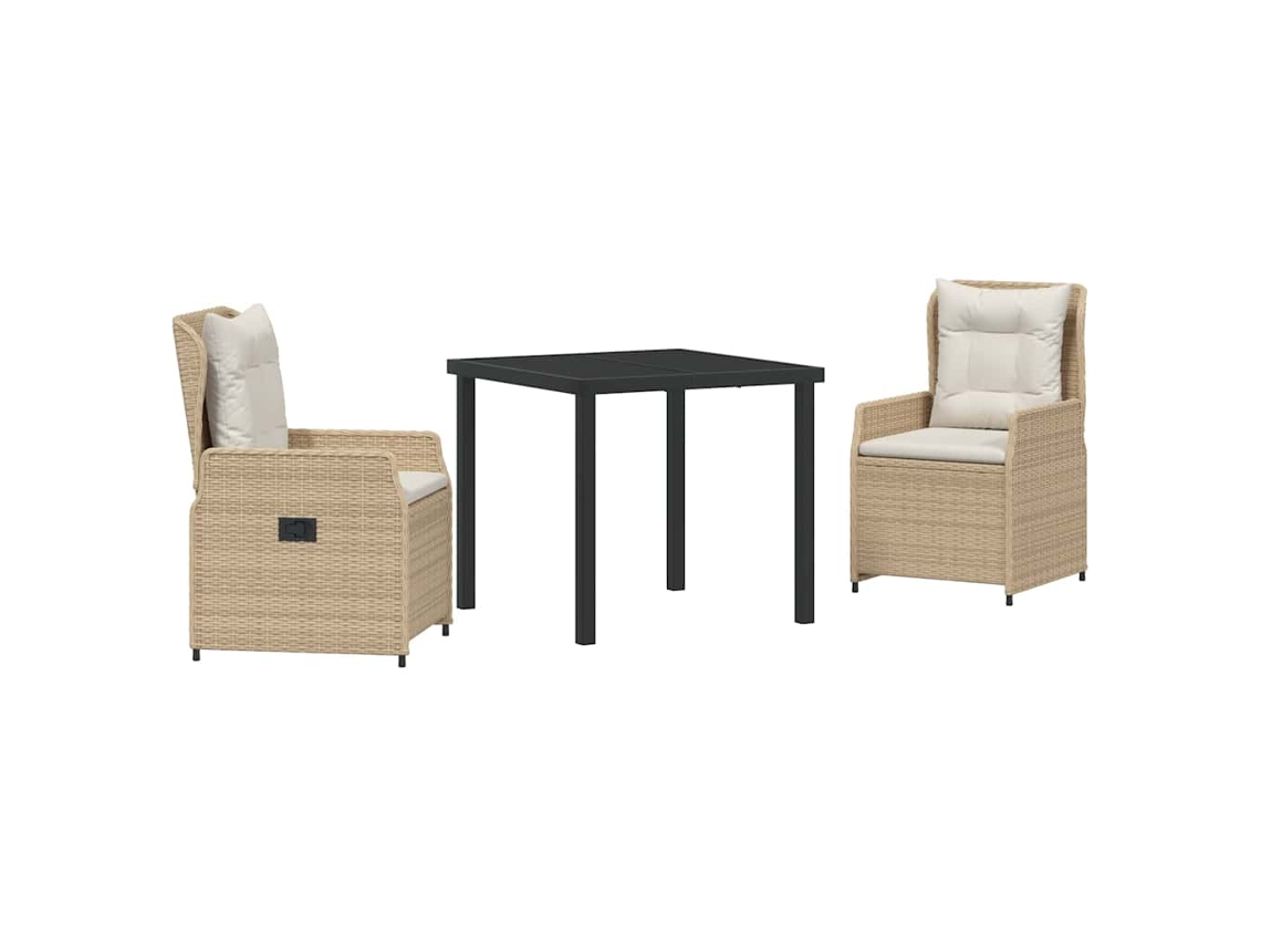 Maison Exclusive - Conjunto De Jantar Para Jardim 3 Pcs Bege E Cinza Claro Vime Pe