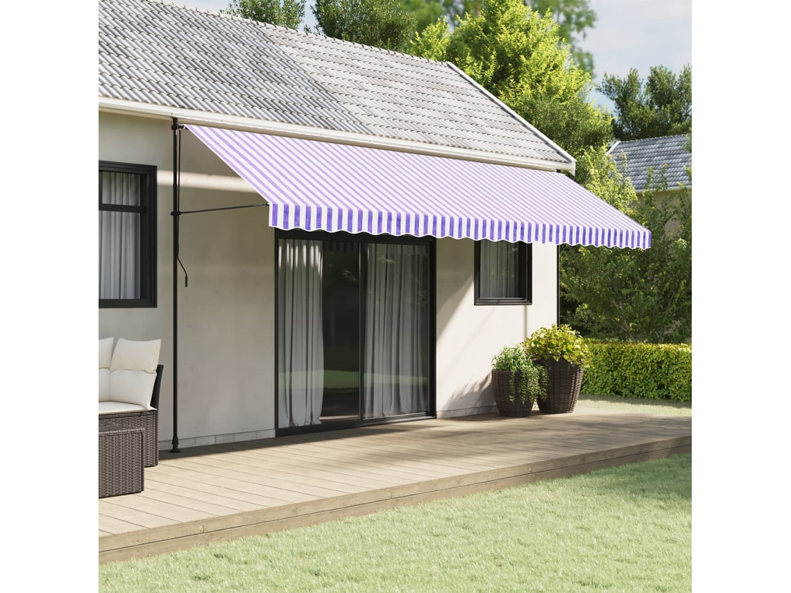 Vidaxl Tecido De Substituição Para Sanefa De Toldo 480x20 Cm Riscas Azul/branco