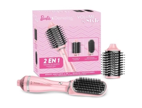 Escova Modeladora Demeliss Volume Estilo Edição Barbie 1200 W 3 Temperaturas Rosa