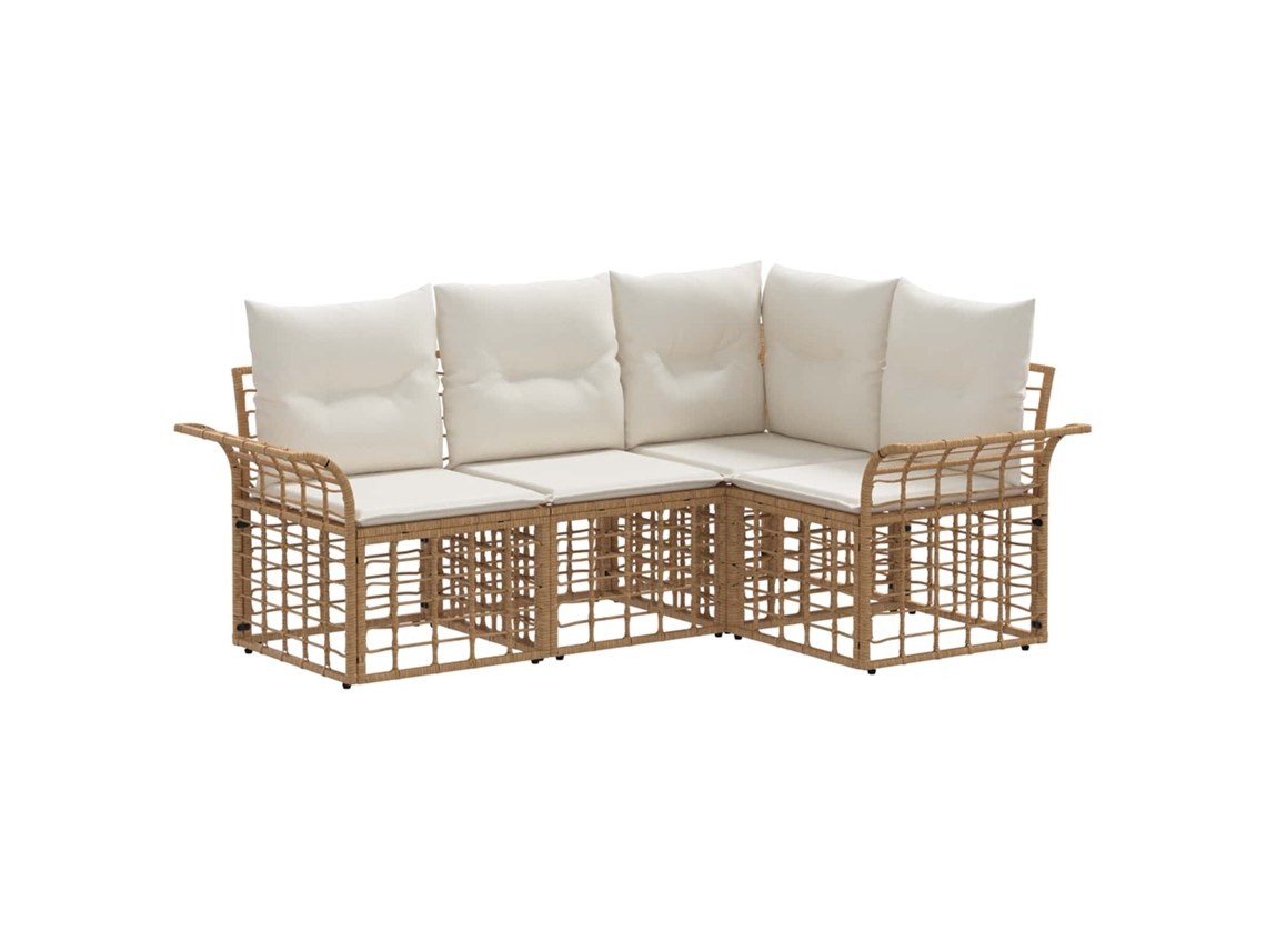 Maison Exclusive - Conjunto De Sofás Para Exterior 4 Unid. Natural E Branco Creme