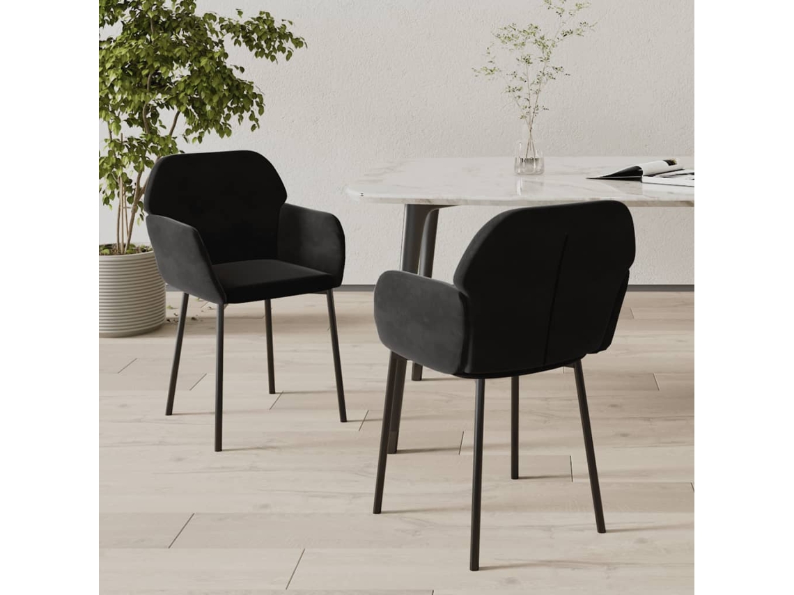 Vidaxl Cadeiras De Jantar 2 Pcs Veludo Preto