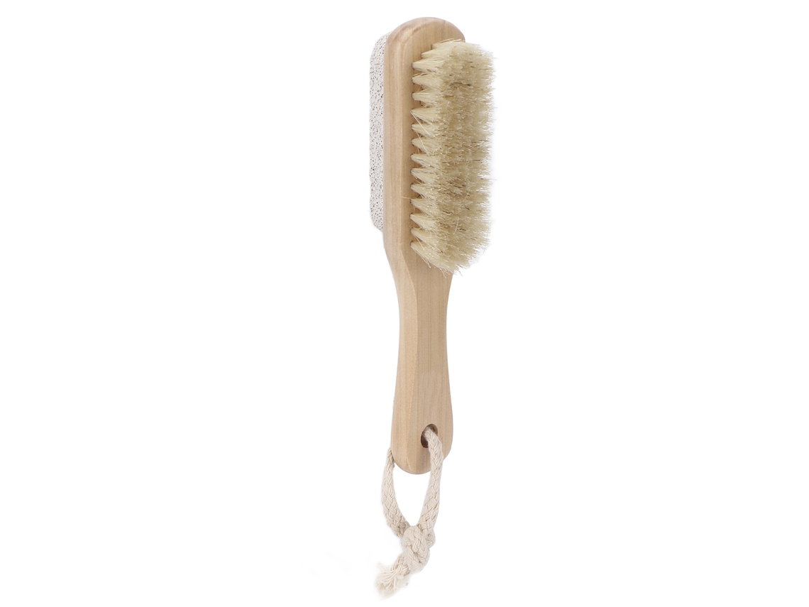 Escova esfoliante compacta e portátil para pés e corpo, ideal para uso doméstico.