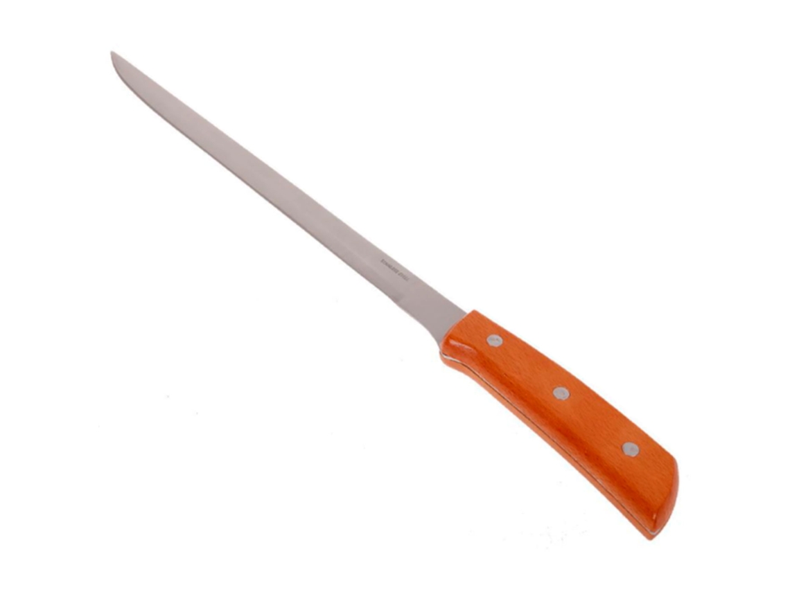 Faca Para Presunto Com Cabo De Madeira E Lâmina De Aço Inoxidável De 24,5 Cm, Faca Para Cortar Presunto, Corte Preciso, Profissional 37,5 Cm Acan