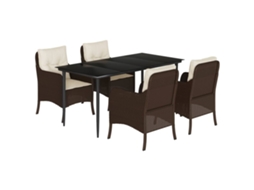 Garden Dining Set, Garden Dining Sets Vidaxl Marrom Rattan / Vime (mesa Com 160 Cm De Comprimento)