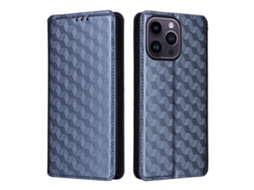 Capa Para Iphone 15 Pro Pele Sintética Azul