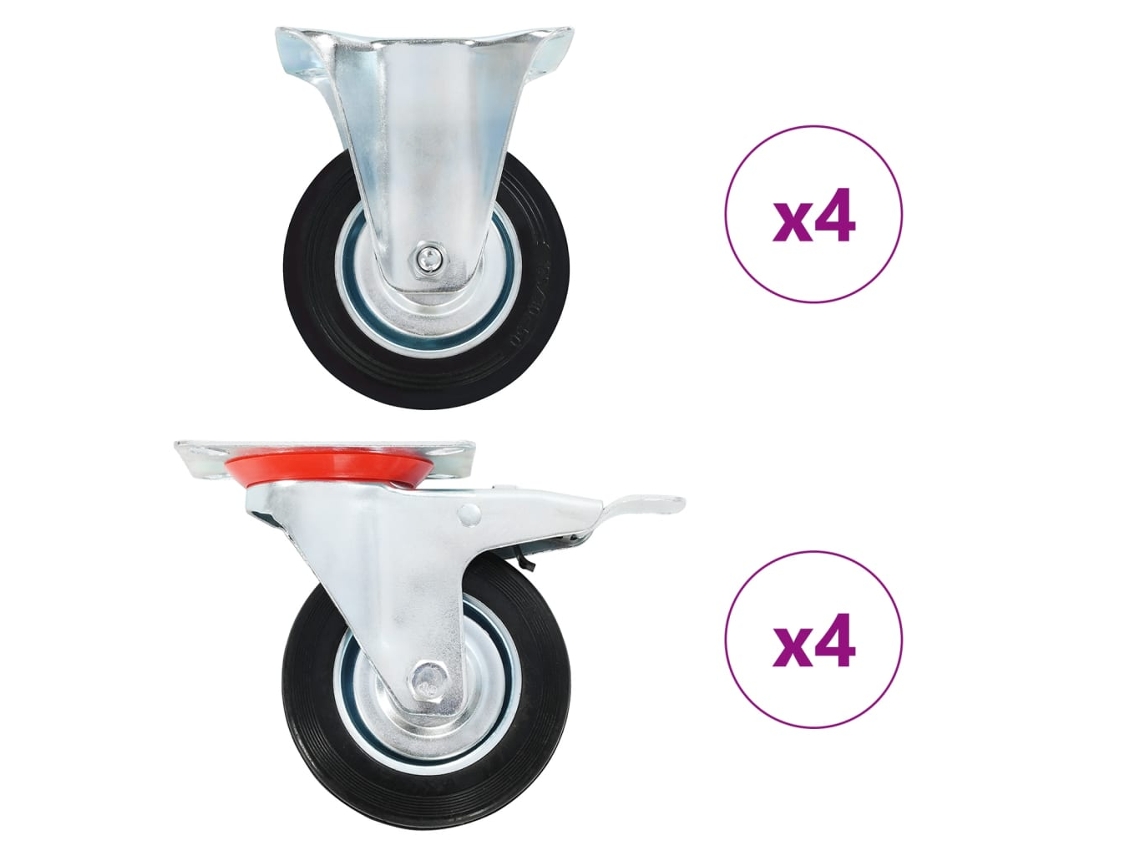 Vidaxl 8 Pcs Rodas 100 Mm