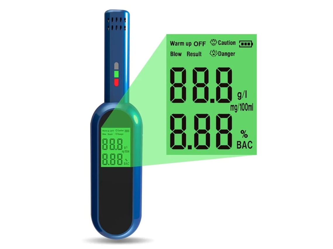 Bafômetro De Alta Precisão Com Alarme Sonoro E Visor Lcd, Detector De Álcool, Azul