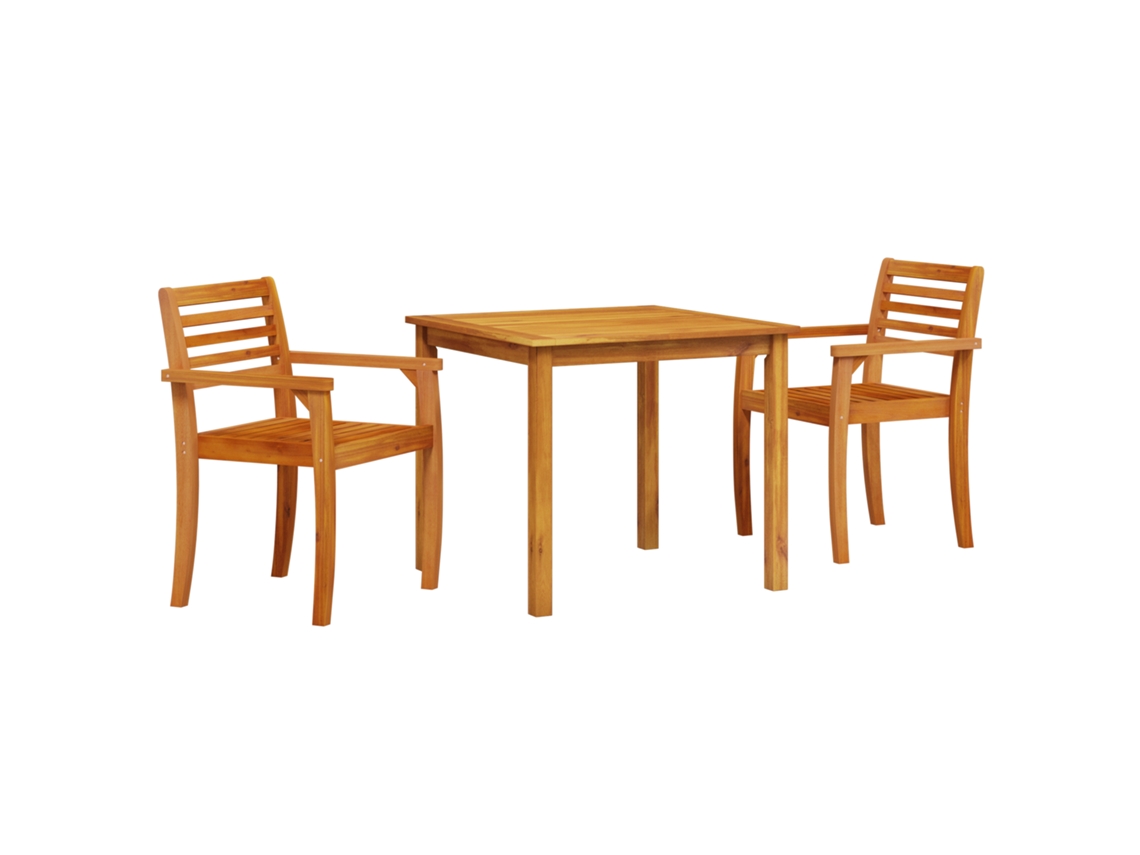 Conjunto 3 Conjunto De Jantar Para Jardim Vidaxl Castanho Madeira De Acácia Maciça (85 X 85 X 75 Cm)