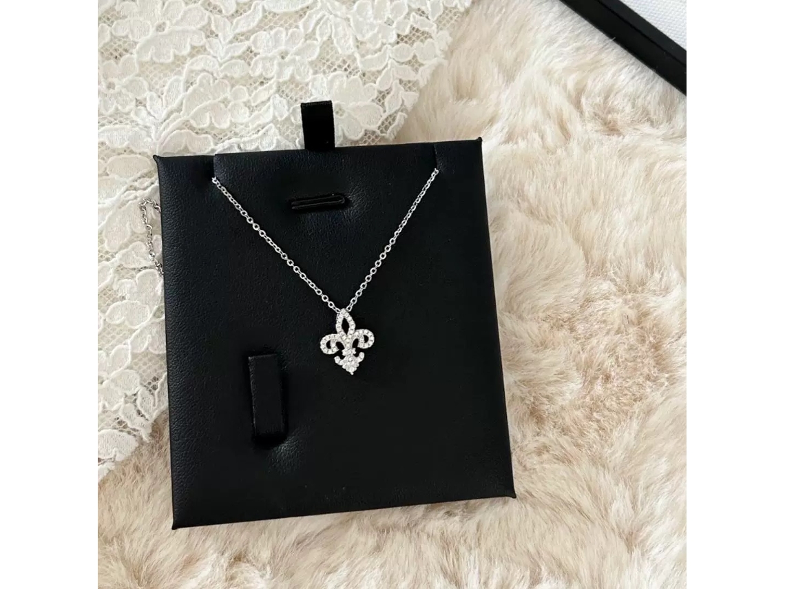Colar com Flor de Dragão e Pedras Diamantadas, Estilo Luxo Delicado com Zircônia Brilhante MDUG (prata Branco)