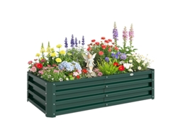 Jardineira Retangular Horta Chapa Aço Ondulada 120x60x30cm Verde Escuro
