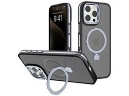 Suporte Casa Para Iphone 15 Pro Pele Sintética Magnética Cinzento