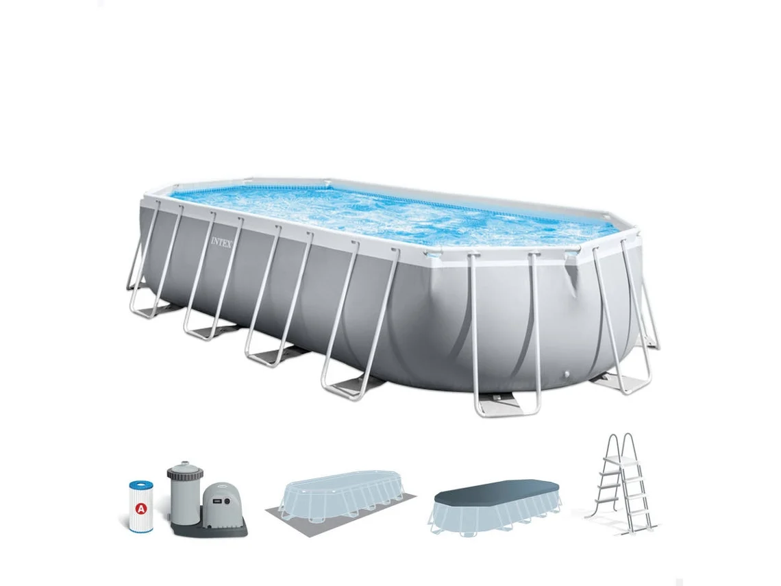 Piscina Tubular INTEX Prisma Frame Oval com Bomba (8 Pessoas - 610x305x122cm - 18.202L)