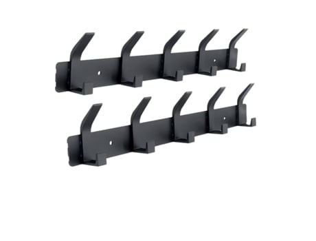 Cabideiro De Parede, Conjunto De 2 Peças Com 5 Ganchos, Sem Necessidade De Furar A Parede, Ideal Para Cozinha, Banheiro E Quarto Qjh (preto)