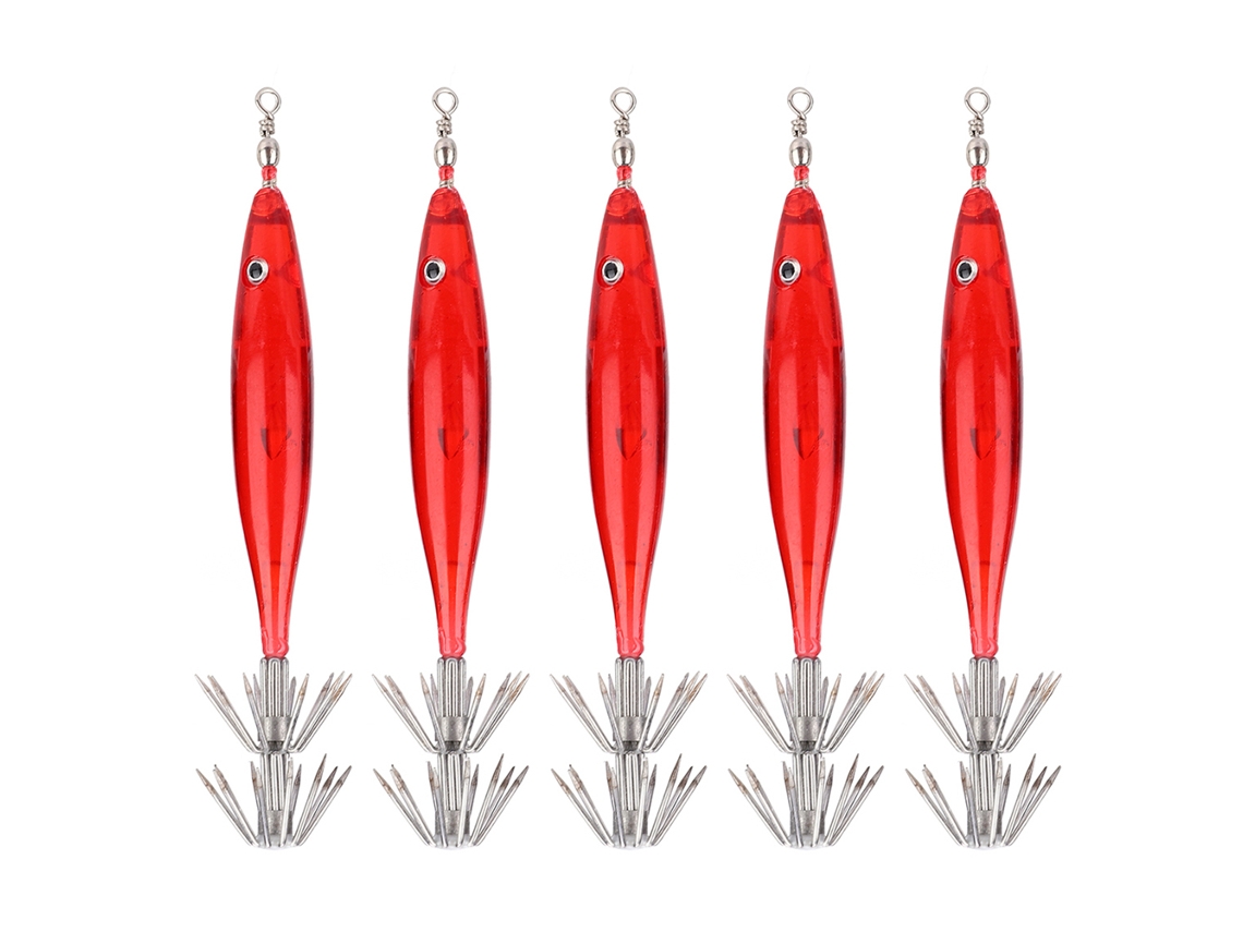 Mali acessório de Pesca Anzol Lure Isca de Lula de Qualidade Alta com Olho 3d e Glow em Vermelho 50pcs