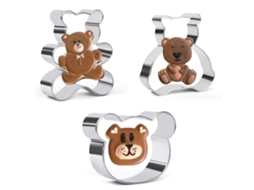 Conjunto De 3 Cortadores De Biscoito Ursinho Aço Inoxidável Premium Para Bolos, Pasta De Açúcar E Biscoitos