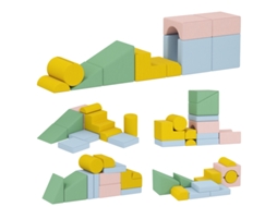 Blocos Construção Macios 12 Peças Tecido Espuma Veludo Lavável Pastel