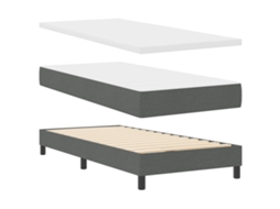 Conjunto 1 Cama Box Vidaxl Cinzento Tecido (190 X 90 Cm)