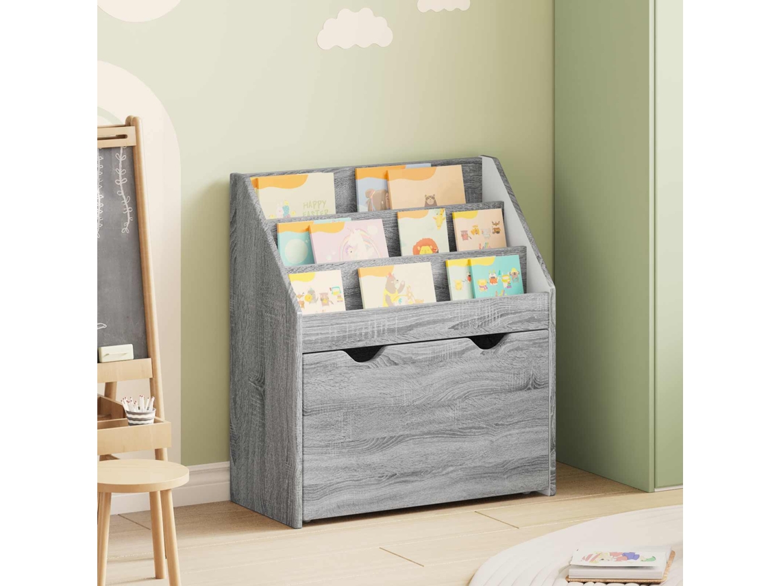 Vidaxl Estante Infantil Com Gaveta Cinza Sonoma 60 X 29,5 X 69 Cm