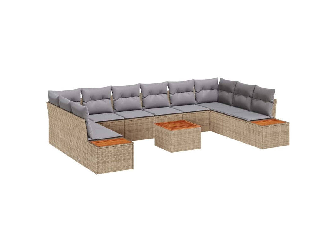 Maison Exclusive - Conjunto De Sofá De Jardim 10 Pcs Bege E Cinza Claro Polirattan