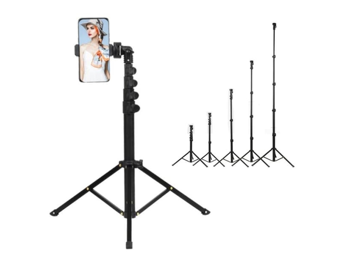 Lurelia Tripé Para Selfie Extensível, Até 160 Cm, Rotação 360°, Para Telemóvel, Em Liga De Alumínio, Preto