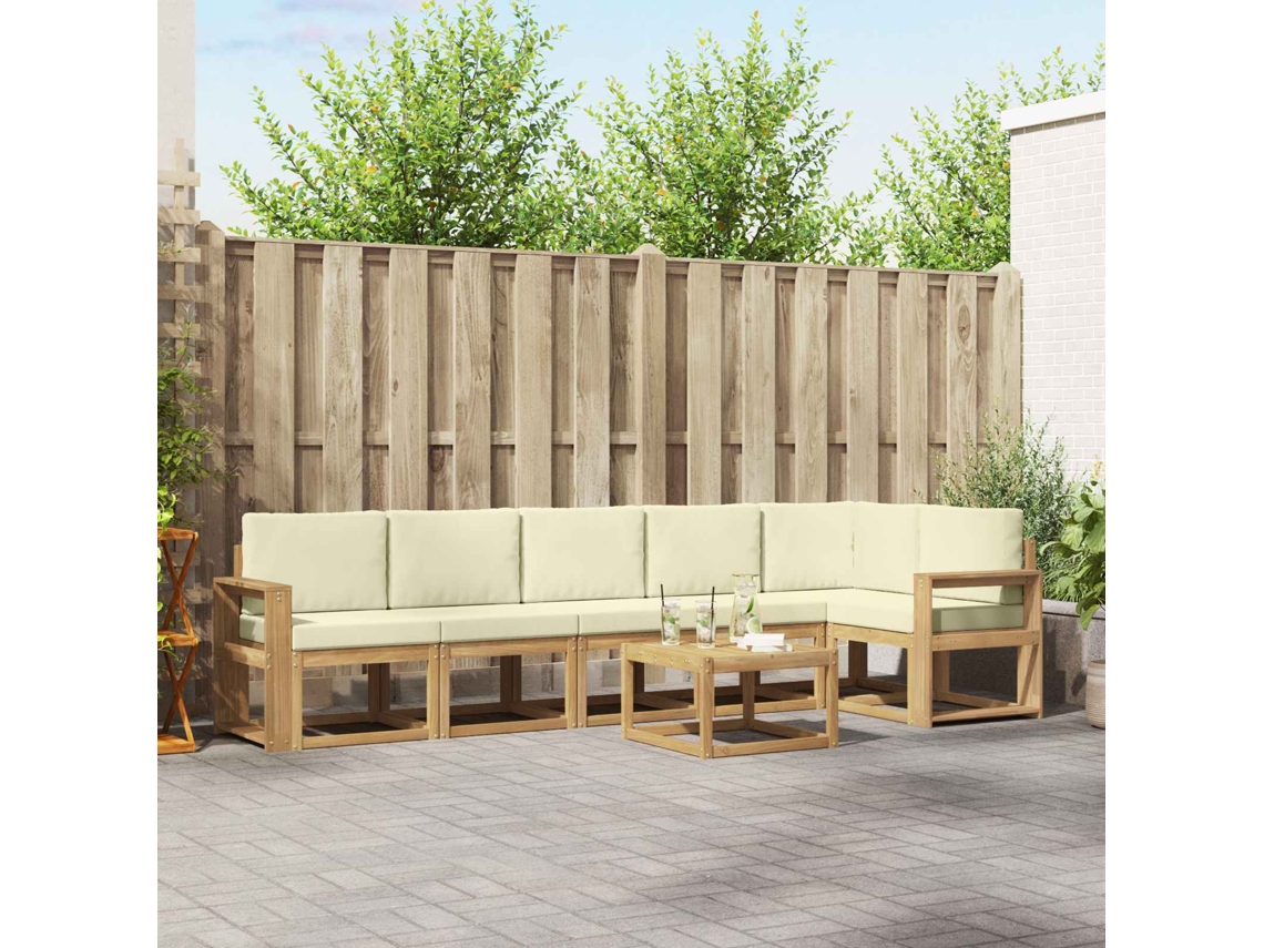 Vidaxl Conjunto De Sofás Para Exterior 7 Unid. Branco E Creme