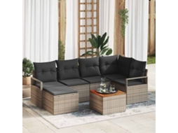 Vidaxl Conjunto de Sofá de Jardim 7 Pcs Cinzeto Vime Pe