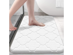 Tapete de Banheiro em Espuma Viscoelástica Ultramacia e Antiderrapante , Absorvente e Lavável À Máquina. MDUG (branco)
