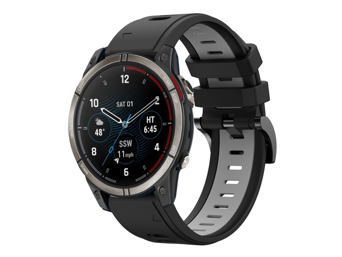 Bracelete Esportivo Silicone para Garmin Quatix 7 com duas cores Preto e Cinza XIAOMOYU