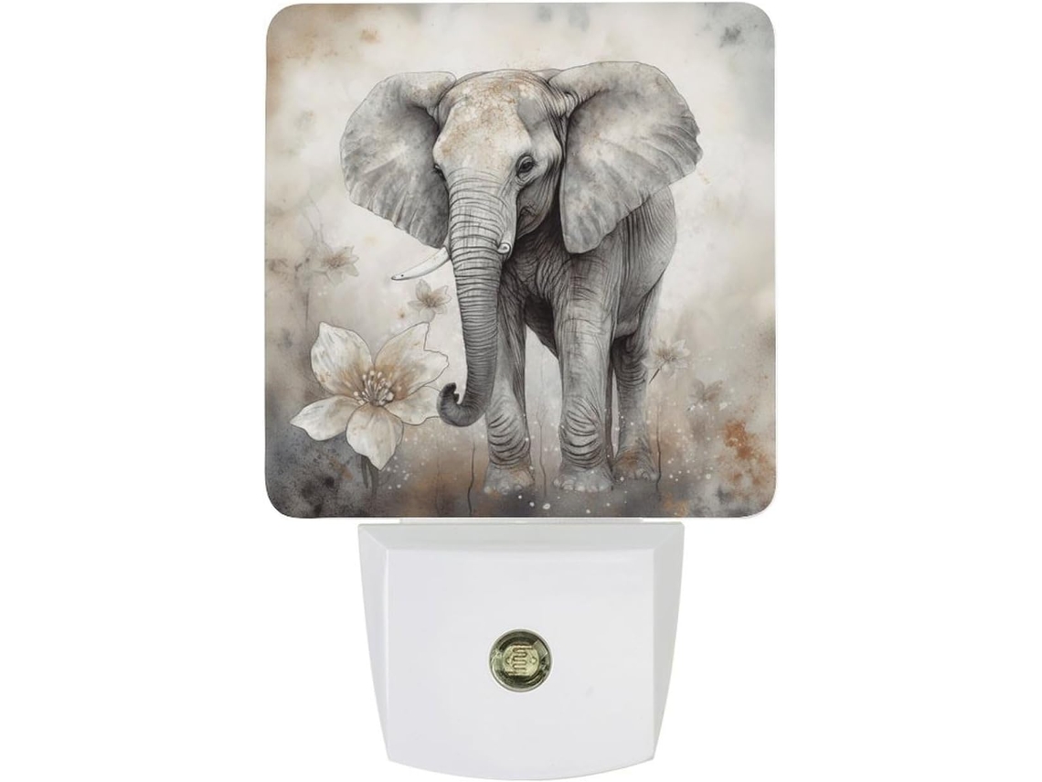 Luminária de parede LED com plugue, acendimento automático, design elefante Fofo com sensor de movimento