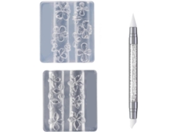 Moldes de Silicone Transparente para Nail Art, com Desenhos de Hibisco, Flor de Cerejeira e Flores. SFUSHOS