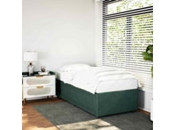 Estrutura De Cama Sem Colchão 80x200 Cm Veludo Verde-escuro