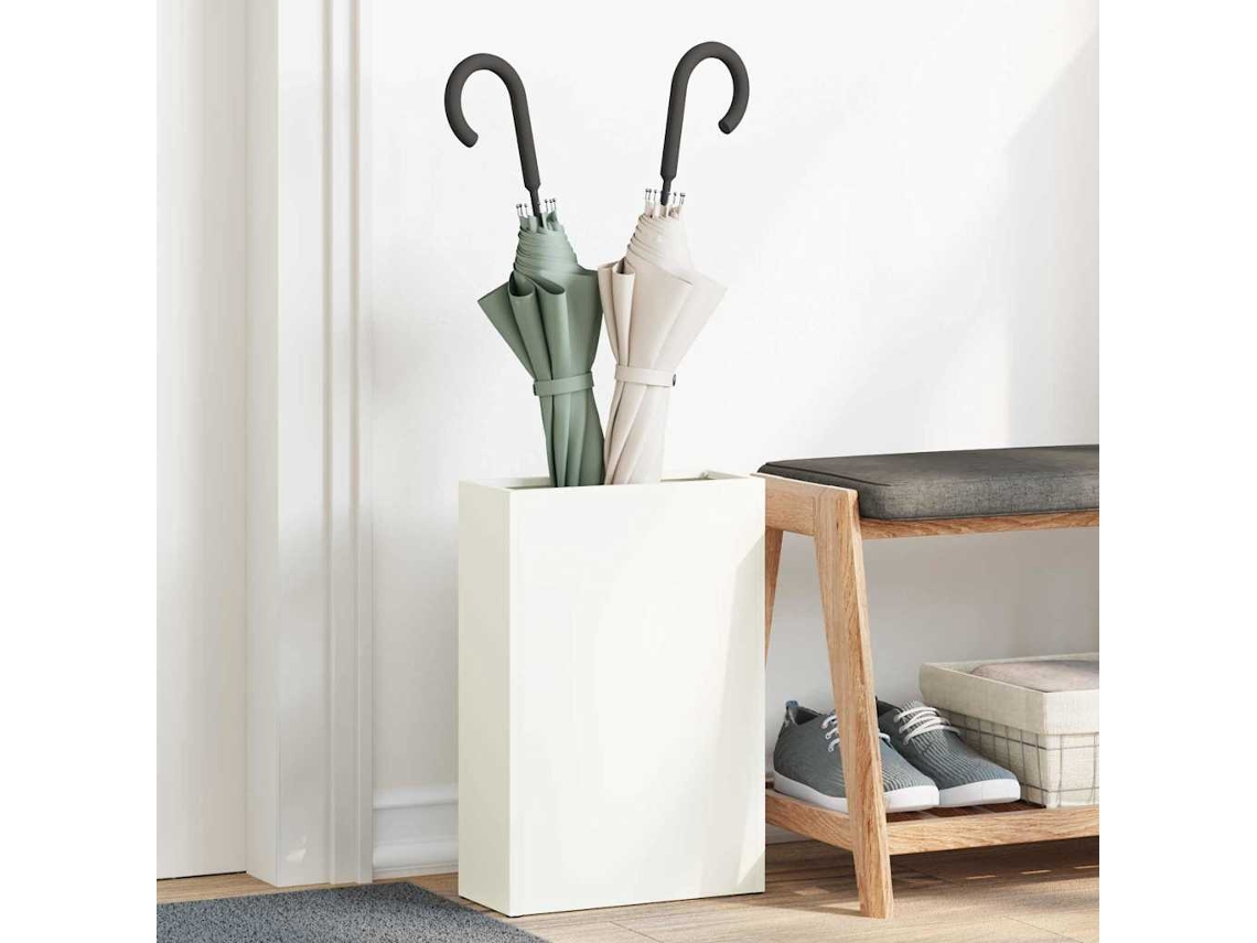 Vidaxl Suporte Para Guarda-chuva De Chuva Branco 28 X 12 X 41 Cm Aço