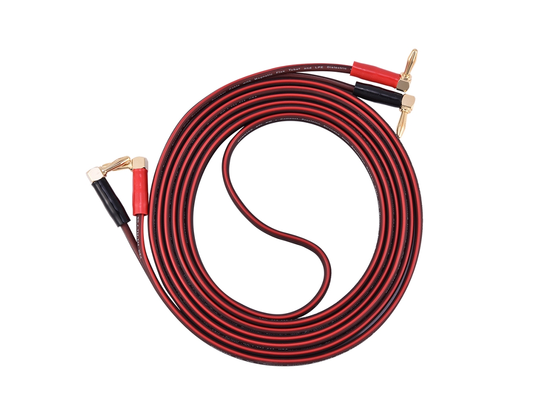Cabo Mali de Alto Falante de Cobre Puro com Plugues Banana em L, Vermelho e Preto, 3m