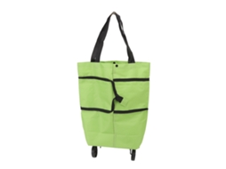 Carrinho de Compras Plegável com Roda Bolsa Oxford Grande Capacidade Design Zipper Verde para Camping