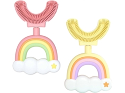 2 Pack Escovas de Dentes para Crianças em Forma U com Cabeça Silicone Macio, Escova 1 7 a nos (pin GOKOCO