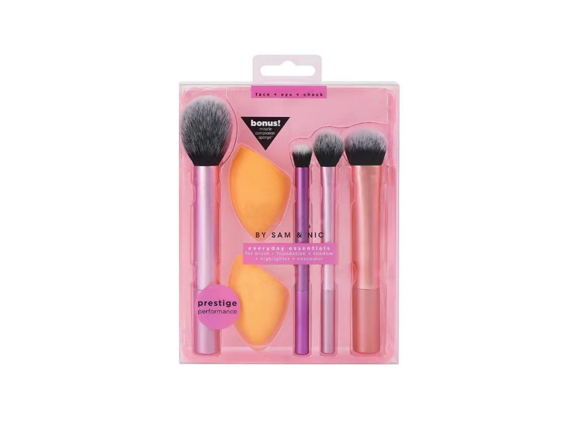 Conjunto De Pincéis De Maquilhagem 6 Peças Com Primer Para Olhos, Blush E Corretivo Jeiibrzui